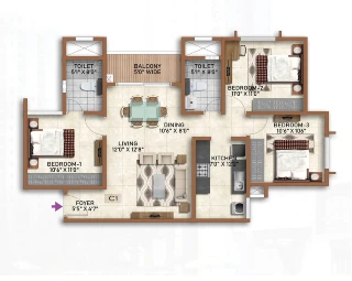 3 BHK Floor Plan